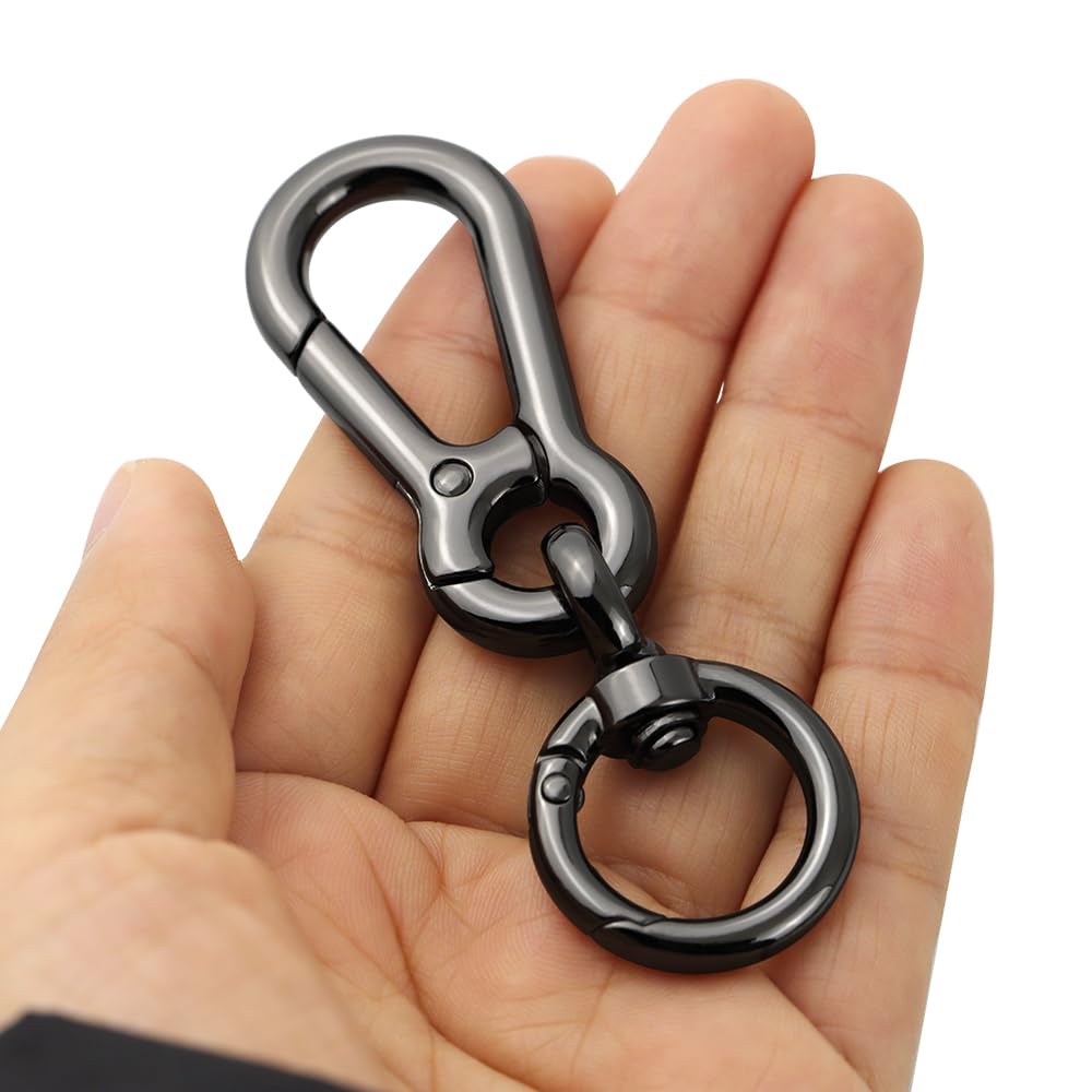 TANJUN Heavy Duty Metal Spring Snap Hook Clips, 2-Pack Gold Keychain For Car Keys & Bags