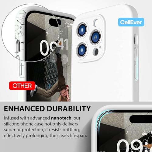CellEver Heavy-Duty Silicone Case for iPhone 14 Pro [Camera Protection] [Anti-Oil Coating] Military Drop Protection, Soft Scratch-Free Interior, White - image 3