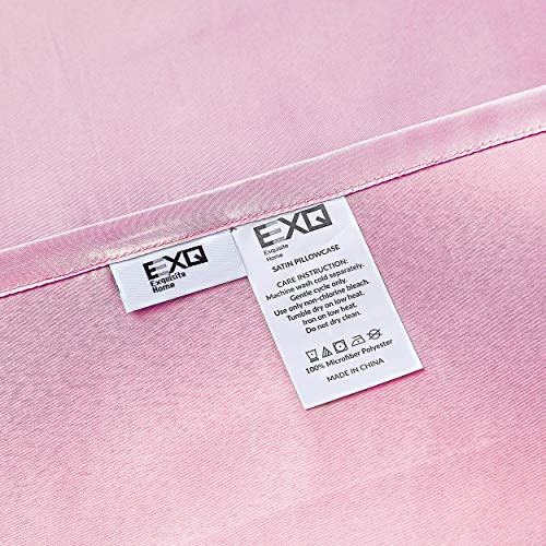 Exq Home Silky Satin Pillowcase For Hair And Skin,Pillow Cases Standard Size Set Of 2 Pink Satin Pillow Case 2 Pack With Envelope Closure (20X26 Inches) #TOP6