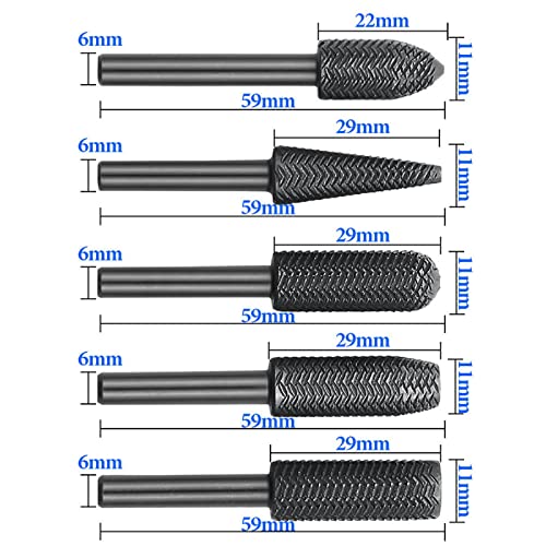 Set de 5 fresas rotativas de carburo para metal y madera miniatura 7