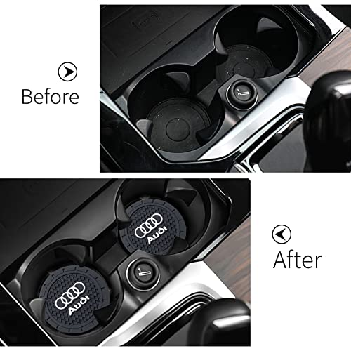 Image of Car Cup Holder Coaster for Audi Recessed Silicone Cupholder Coaster Interior Accessories 2.75in 2Pack Black