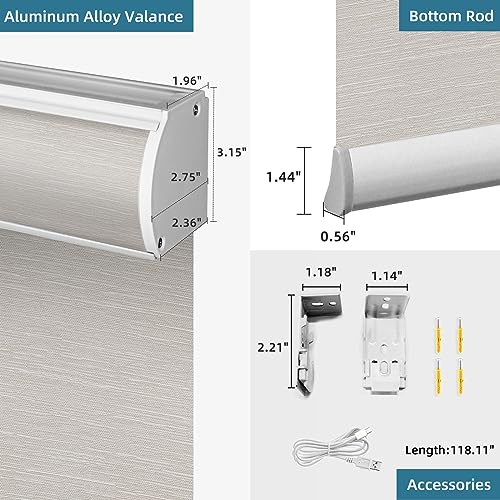 SmartWings Motorized Roller Shades Work with Homekit, 100% Blackout Smart Blinds for Windows, Cordless Remote Control Window Shades, Essential Cream, Customized Size