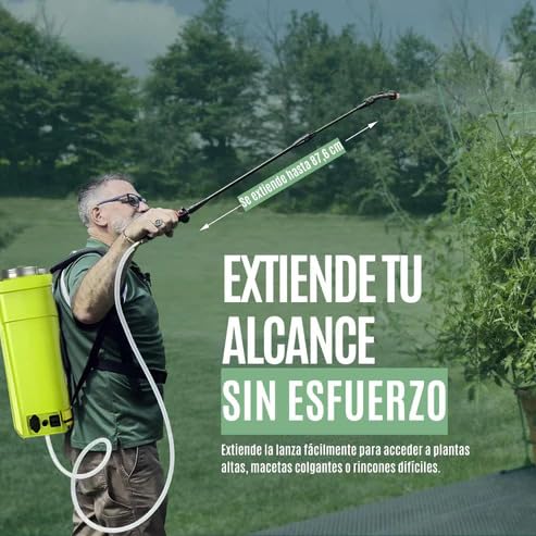 Pulverizador a Batería 10L | 3 Boquillas Intercambiables | Lanza Extensible | Batería de Larga Duración | Mochila Pulverizadora Eléctrica para Herbicidas, Fertilizantes y Jardinería