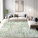 Soalmost Area Rug 6x9 Abstract Rugs for Living Room 6 x 9 Washable Rugs Green Non Slip Low Pile Rugs for Bedroom Dining Room Foldable Thin