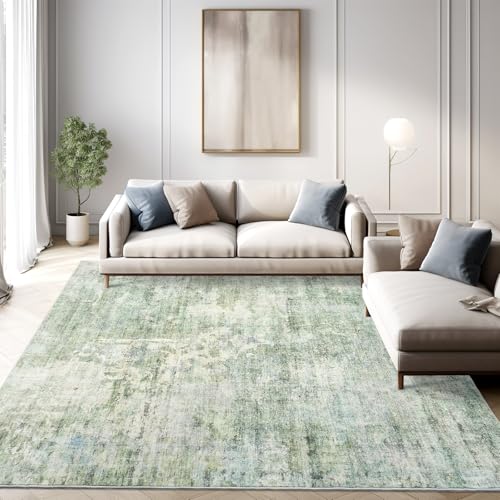 Best Rug Color for Green Couch: Perfect Shades to Elevate Your Space 6 Soalmost Abstract Rug 5x7 Machine Washable Area Indoor Green Low Pile Non-Slip Foldable Thin Accent Rugs for Bedroom Living Room Dining Room