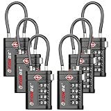 Forge TSA Approved Luggage Locks 4 Digit Combination TSA Travel Locks with TSA008, Open Alert Indicator, Zinc Alloy Body for Luggage, Suitcase, Backpack, and More. Black 6 Locks.