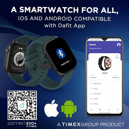 Image of TIMEX iConnect EVO+Made in India Unisex Smartwatch|Largest Display 2.04 inch AMOLED with 368x448 Pixel Bluetooth Calling|Rotating Functional Crown|AI Voice Assist|Upto 7 Days Battery -TWIXW404T