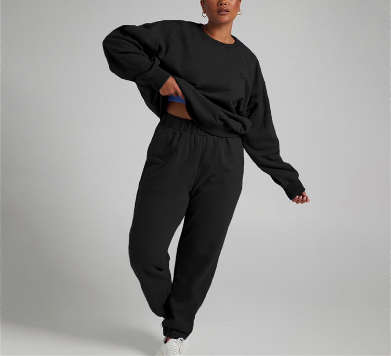 Suncolour Completo da Donna in Due Pezzi Felpa Pullover e Pantaloni da Jogging Tuta Calda Set di Tute Casual