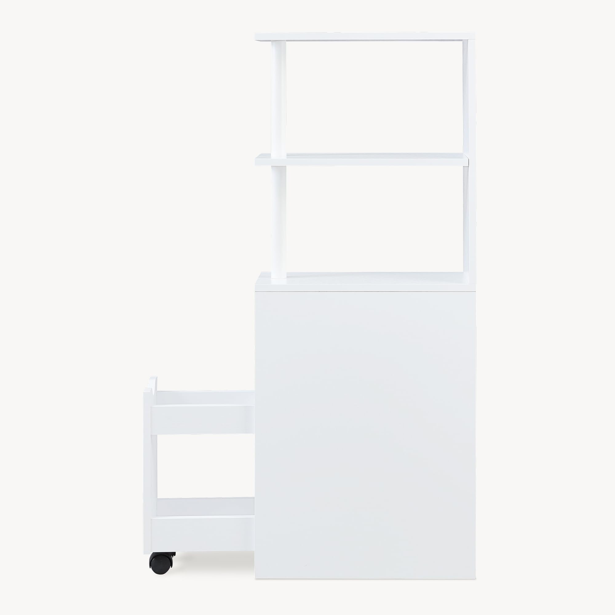 [en.casa] Scaffale da Bagno a 3 Ripiani Aperti Cassetto e Scomparto Chiuso Estraibile Mobile Contenitore Stretto con Vani Porta Oggetti per Cucina Cameretta 113 x 19 x 45 cm - Bianco
