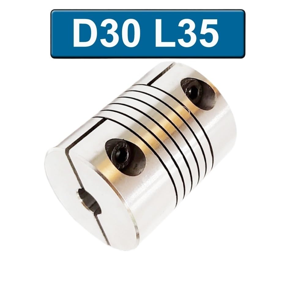 Diámetro del acoplamiento del eje, Acoplamiento de eje flexible D30 L35 con múltiples tamaños orificio for fresadora CNC(5x12mm)