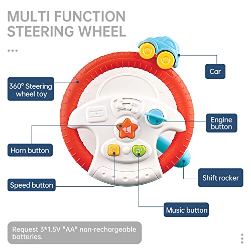 caterbee Autositzspielzeug mit Lenkradmitte für Spiel und Kick (Steering Wheel)