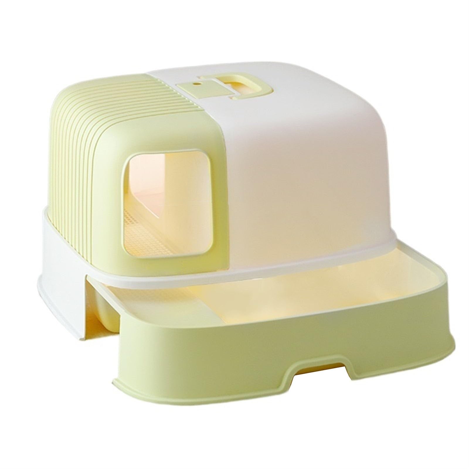 SDGBCXD cat litter tray, Cat Litter Tray, Jumbo Box, Enclosed Potty with Scoop, Hooded Kitty with Easy Access Lift(Yellow One Size,Yellow)