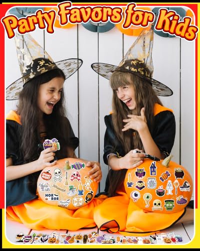 kecristv 300 Pcs Halloween Pumpkin Stickers for Kids, Bulk Crafts for Kids - image 5