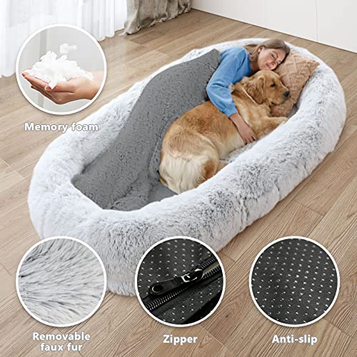 Human Dog Bed Large Bean Bag Bed For Humans Beanbag Dog Bed Human-Sized Large Dog Bed For Adults, Pets - White #TOP1