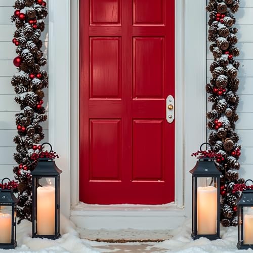 Image of Eldnacele Waterproof Flameless Flickering Candles with 6 Hours Timer, Indoor Outdoor White LED Plastic Battery Operated Pillar Candles Pack of 4 Wedding Dinner Home Decor, D3 inchx H4 inch 5 inch 6 inch 8 inch