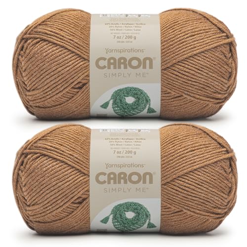 Image of Caron Simply Me, Soft Bulky Yarn for Crocheting, Caramel Heather, 2-Pack