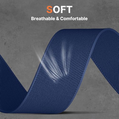 Image of Bandletic Rugged Nylon Compatible with Samsung Ultra Watch Band for Men, Stretchy Soft Wide Sport Loop Strap with G-Hook Compatible with Galaxy Watch Ultra Bands 47mm 2025 /2024, Titanium Buckle, Blue