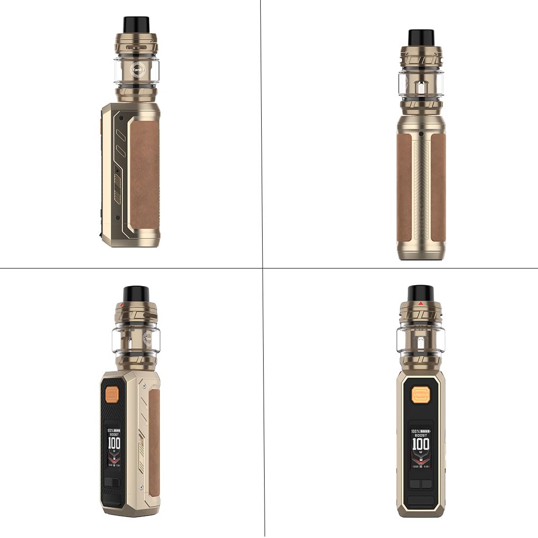 Vaporesso Armour Ultra Kit Built in 5500mAh Battery | 100W Tri-Proof Box MOD 510 thread | 6ml Slide-open Itank T (dual mesh coil) DTL Vaping (Or dune)