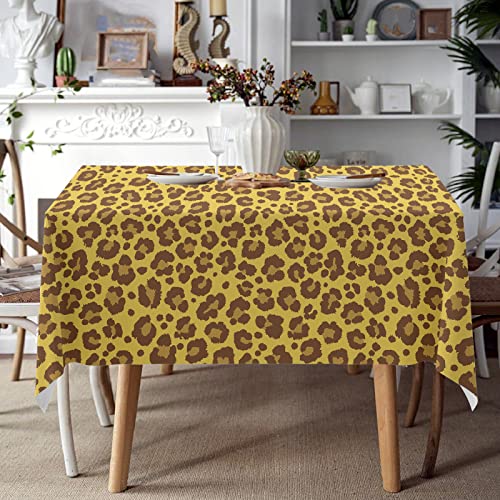 Gzbjmygs Leopard Skin Tablecloths Animal Theme Cheetah Print Square Table Covers Spotted Pattern Steamers Decorations For Kitchen Dining Room Birthday Party Supplies 53"X98" #TOP3