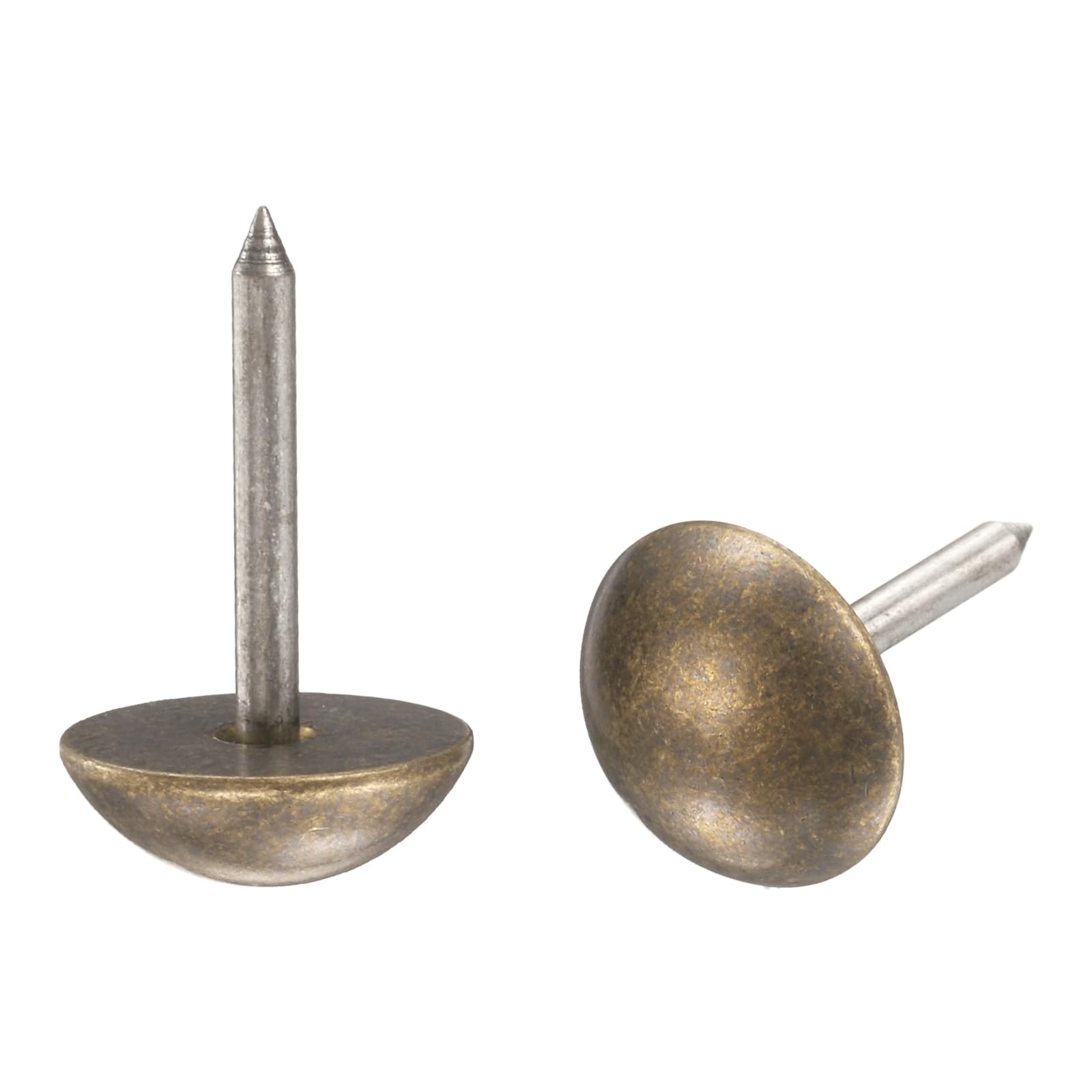 sourcing map 30Pcs Solid Brass Upholstery Tacks, 16mm Retro Upholstery Nails Decorative Thumb Push Pins for Wood Boxes Carpet Sofa Furniture Leather Crafts, Bronze