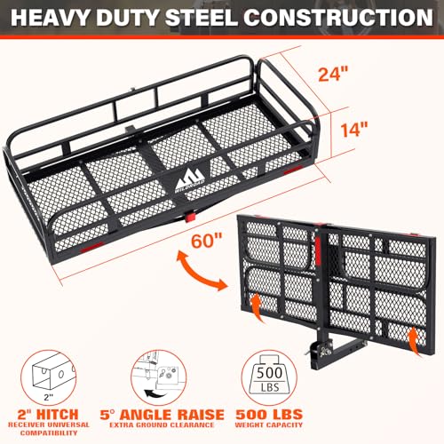Wildroad Hitch Cargo Carrier with Bike Rack – 60″x24″x14″,