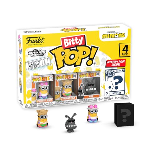 Funko Bitty Pop! Minions - Young Gru 4PK - Young Gru, 70’s Bob, Pet Rock Otto et Une Mini-Figurine Mystère en Surprise - 2.2 Cm - Minions 2 Collectionnable...