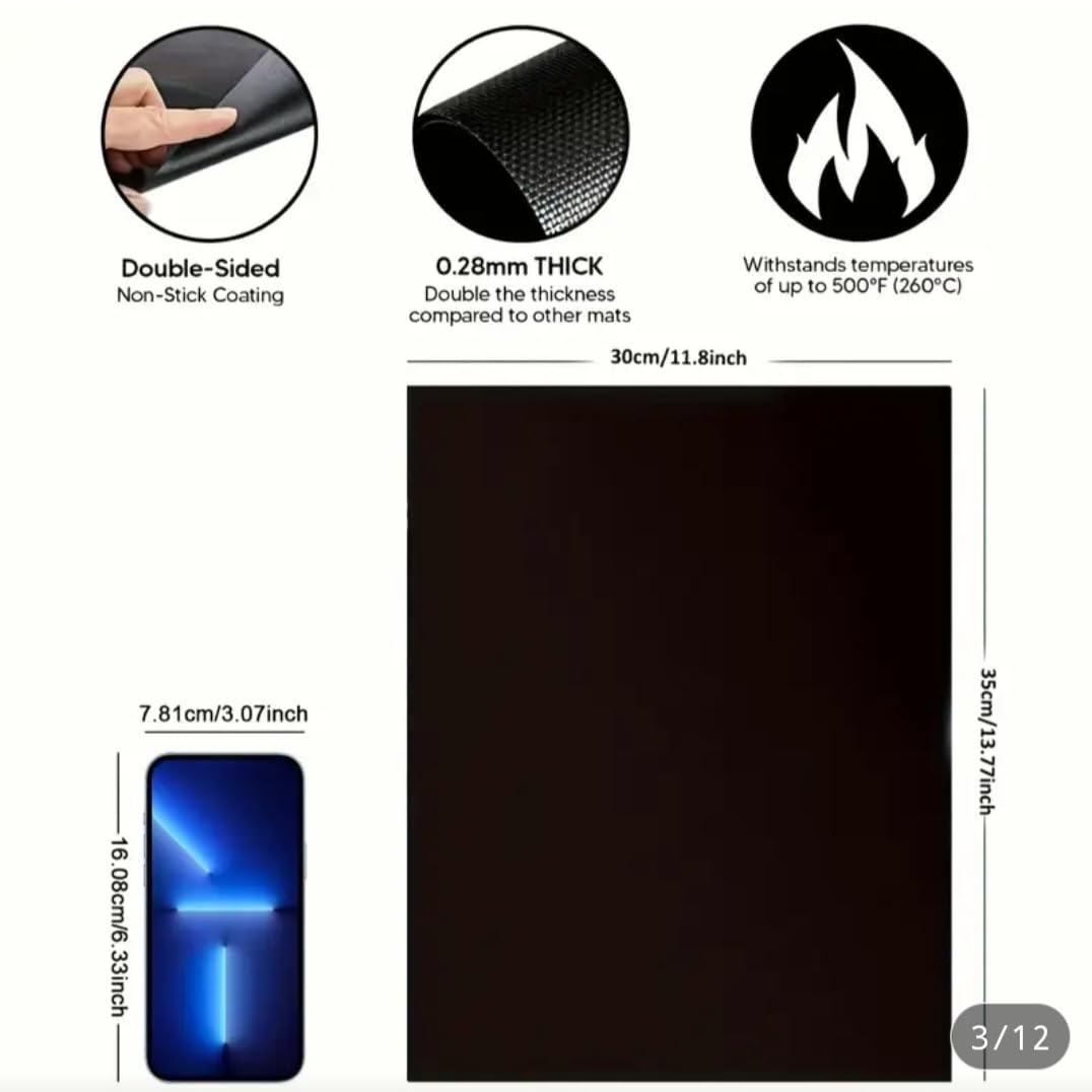 Tappetino in Silicone per Forno, 2 pezzi 30X35 cm Tappetino Forno Riutilizzabile, Tappetino Silicone Forno Calore fino a 260°C, Ideali per BBQ Carne Pesce e Verdure