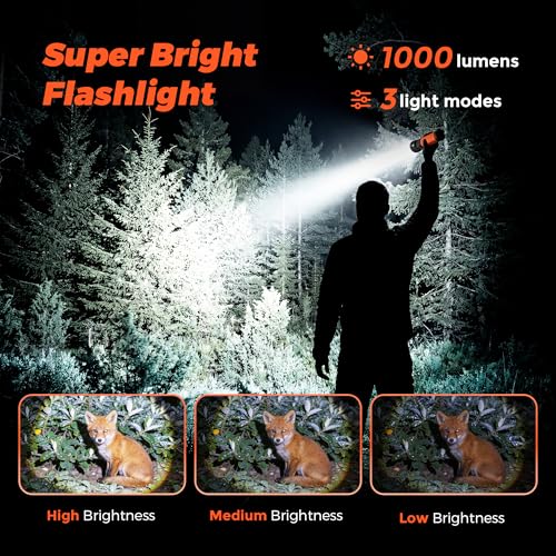 Image of Rechargeable Flashlight with Magnetic Base, Zoomable and 180 Swivel Head