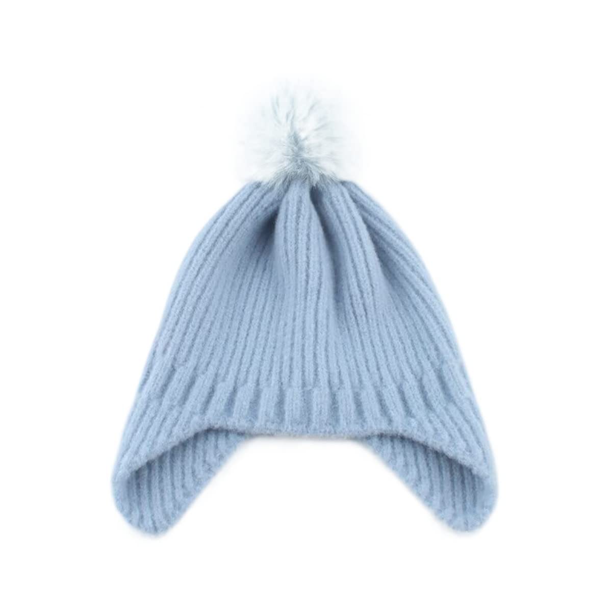 Czapka Beanie Czapka Zimowa Damska Ciepły Pluszowy Dzianinowy Szalik Zestaw Na Zimno Damskie Czapki Z Klapkami Na Uszy (Niebieski Jeden Rozmiar)