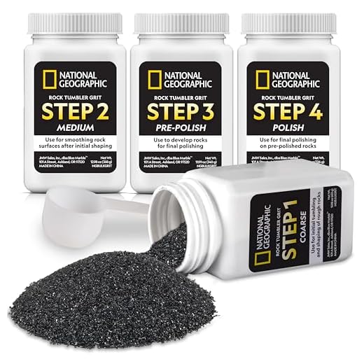 NATIONAL GEOGRAPHIC Rock Tumbler Grit and Polish Refill Kit - Tumbling Grit Media, Polish Up to 9 kg of Rocks, Works with any Rock Tumbler Machine or Stone Polisher, Rock Tumbler Supplies