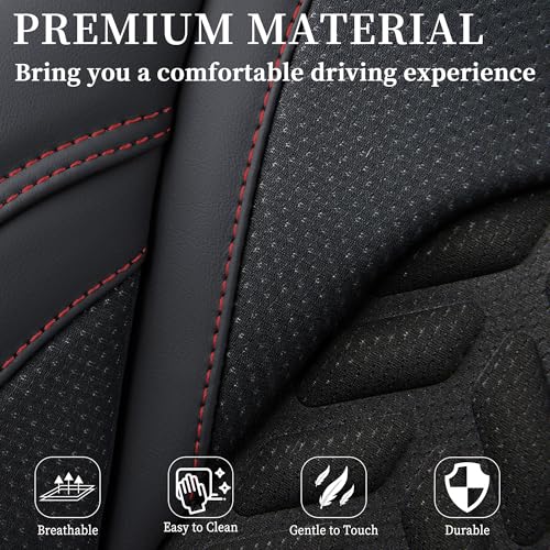 Image of Coverado Seat Covers Full Set, Seat Covers for Cars, Car Seat Covers Winter, Breathable Faux Leather Car Seat Protector Car Seat Cushion, Black Car Seat Covers Universal Fit for Most Cars SUVs Trucks