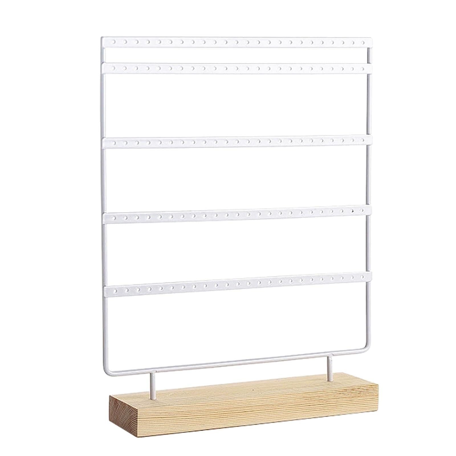 WxuuLTGJR Jewelry Display Stand 5-Tier Jewelry Easel Stand Iron Necklace Tower Rack 120-Hole Hanging Showcase Holder Earring Organizer Tree(Wei�)
