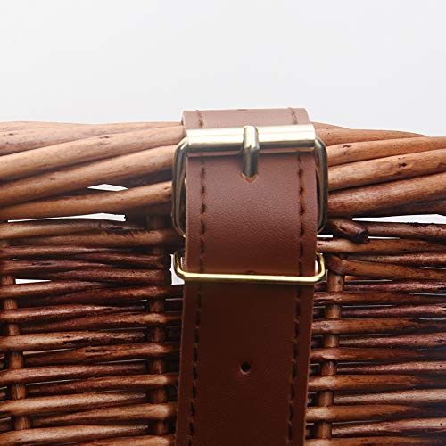 image for Bever0 Kids Wicker Bicycle Basket,Front Handle Children Bike Basket,Ha