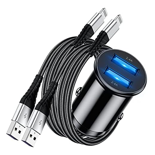 iPhone Car Charger Apple Certified, 4.8A Dual Port USB Car Charger Adapter with 2Pack iPhone Charging Cable Apple MFI Certified for iPhone 11 Pro Max/11/XR/XS/X/8/8 Plus/7/6/6S/5S/SE