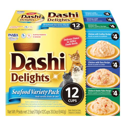 INABA Dashi Delights Lickable Cat Treats, Seafood Variety, 12ct - image 1