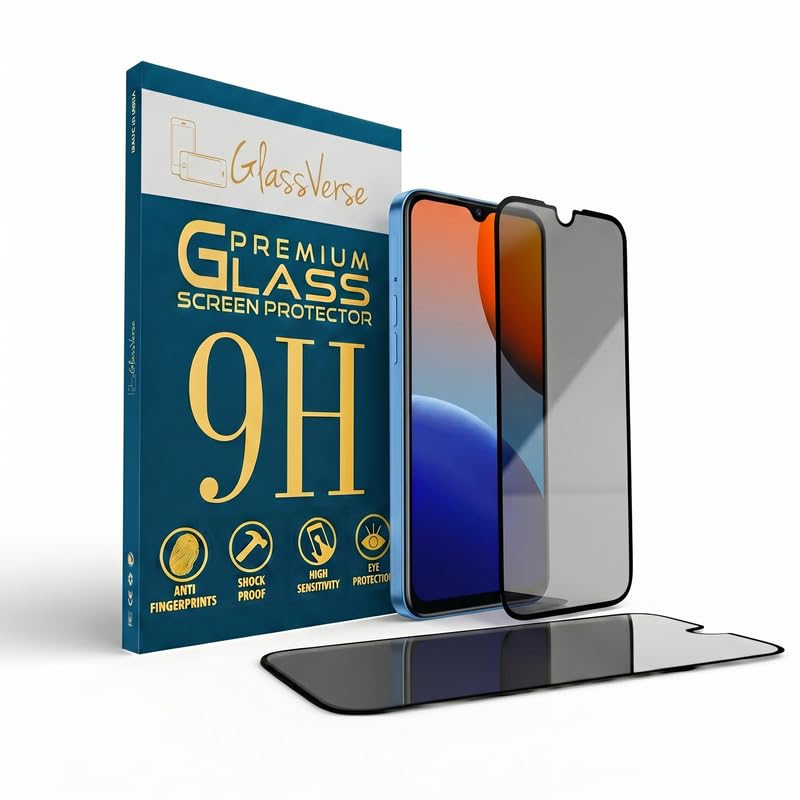 Image of GlassVerse Privacy Tempered Glass for Tecno Spark 9T | Anti Spy Screen Protector, 9H Hardness, Edge to Edge, Case Friendly, Hassle-less Installation Kit Included. (Pack of 2)