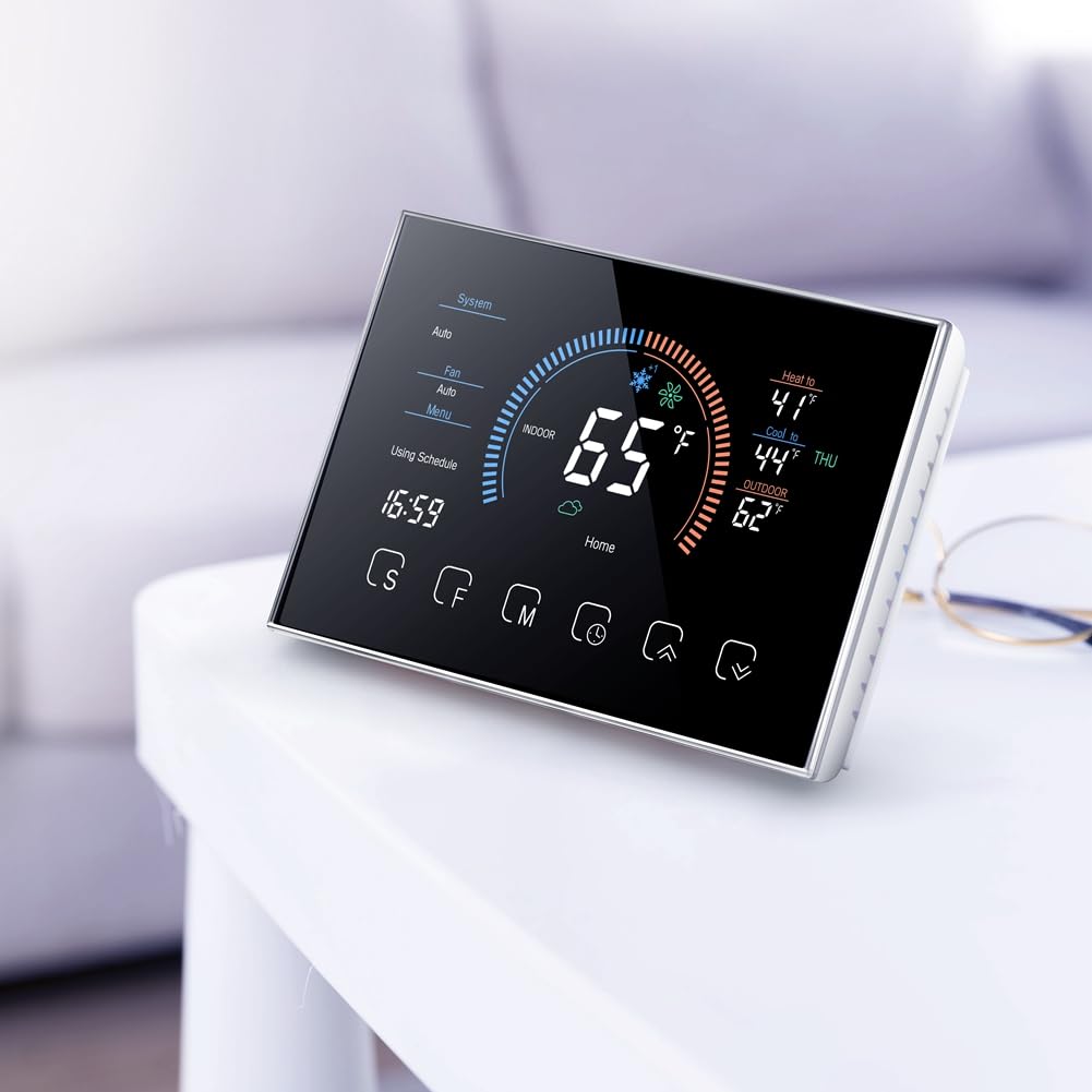 Intelligentes Thermostat für zu Hause, Programmierbarer Digitaler Thermostat, Energiesparend, C-Kabel-Adapter im Lieferumfang Enthalten, DIY-Installation