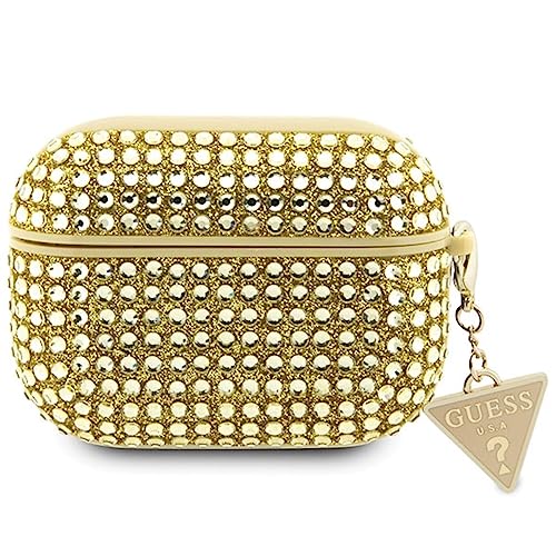 Guess GUAP2HDGTPD Coque pour AirPods Pro 2 Doré Strass Triangle Charm