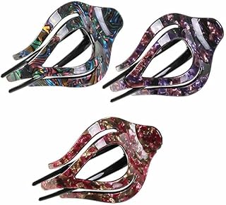 مشابك شعر منحنية فرنسية للنساء كبيرة جدا للشعر الكثيف، 3 قطع