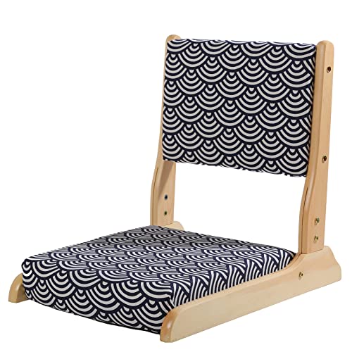 ZEYHOME Silla de Tatami Plegable,Silla de Piso Portátil Asiento de Piso de Meditación de Madera con Respaldo,Silla Japonesa Sin Patas para Sala de Estar Ventana Mirador(52x43x45cm(20x17x18inch), G)