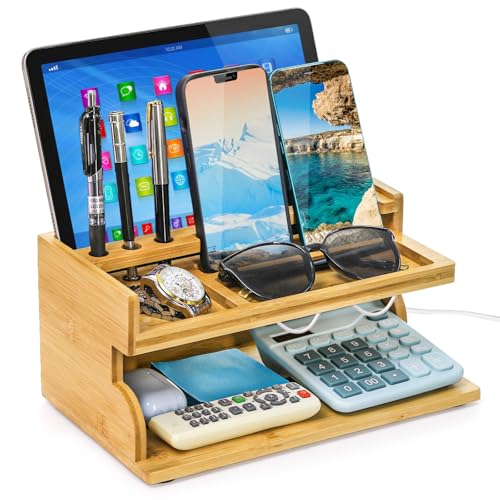 Yopay Nightstand Organizer for Men, Luxury Bamboo...