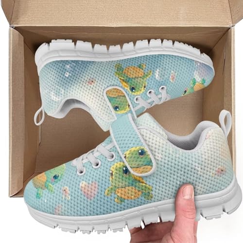 Kids Shoes Running Shoes Girls Boys Primary School Students Sports Shoes Spring and Autumn Casual Shoes White Sole Cartoon Turtle Pattern2