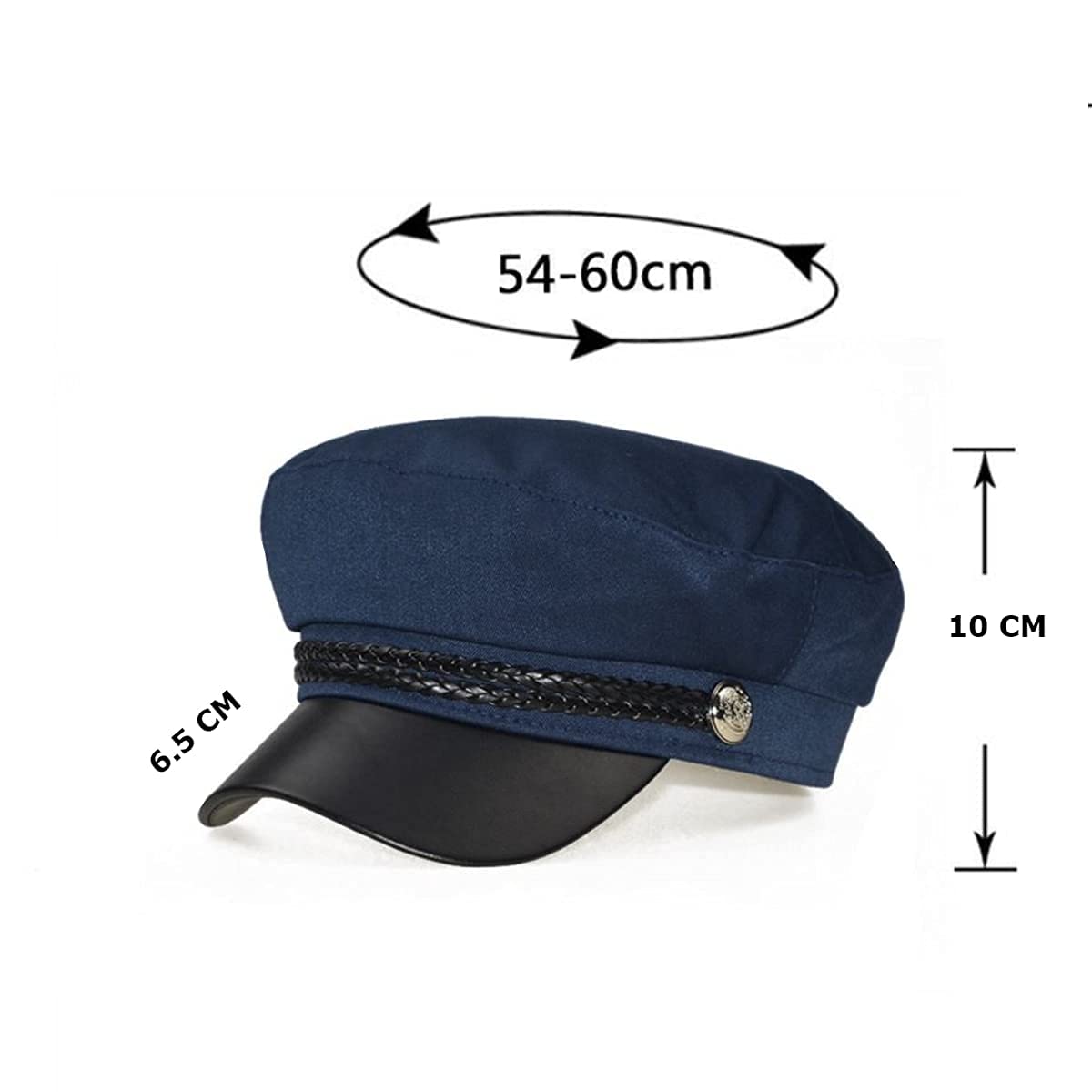 iSWEVEN Classic Cotton Beret Cap for Men & Women - Stylish Newsboy, Irish Cabbie Summer Visor Hat - Free Size (WBC8101B, Blue) - Image 5 thumbnail