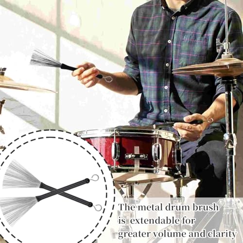 WUYJI Schlagzeugbesen 2 Drum-Besen, ausziehbare Drahtbürsten, Trommeln, Drumsticks, Drum-Kit-Besen, Jazz-Drum-Besen, Drumstick-Besen