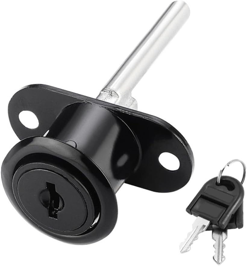 Zinc Alloy Cam Lock for Cabinet, Drawer, Mailbox, Cupboard and File Storage - Keyed Desk Cabinet Lock with 2 Keys, Black Furniture Drawer Lock Compatible with Office Desk, Locker and Bookcase