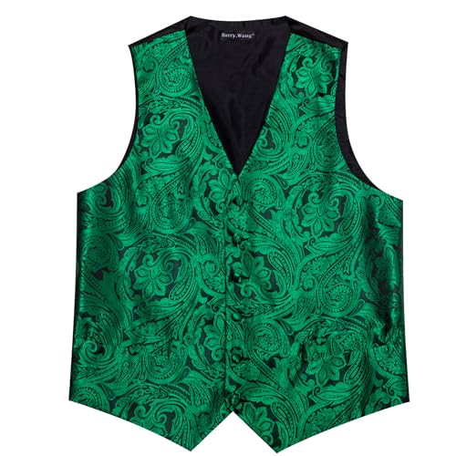 Image of Barry.Wang Formal Men Flower Vest Paisley Jacquard Silk Ties Suit Waistcoat Set Wedding 5PCS