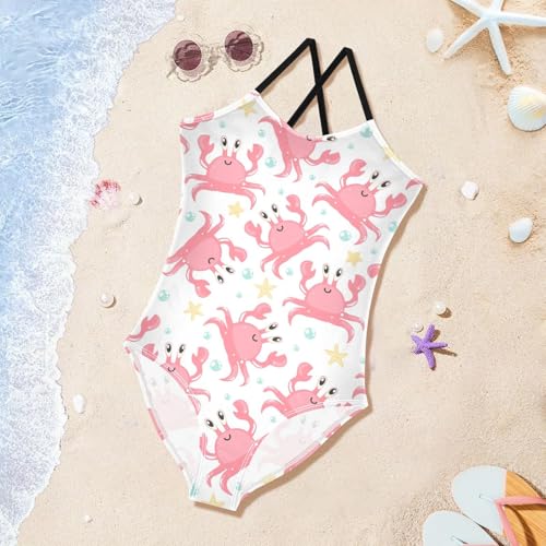 Image of Girls one Piece Swimsuit Summer UPF 50+ Quick Dry Beach Bathing Suit with Straps Swimwear 3-10 Years
