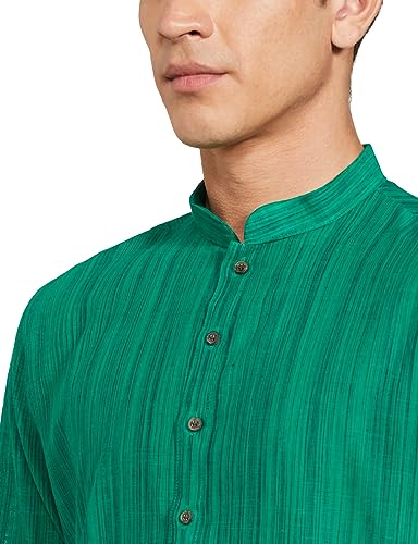 Image of Manthan Men's Kurta, Mandarin Collar Full Sleeves Ethnic Knee Length Kurta for Festival, Wedding, Party Solid Cotton