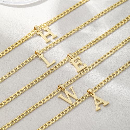 Initial A-Z Letter Pendant Necklace for Men 18K Gold Plated Capital Initial Necklace Cuban Link Chain 4mm 20 Inch Jewelry Gift3
