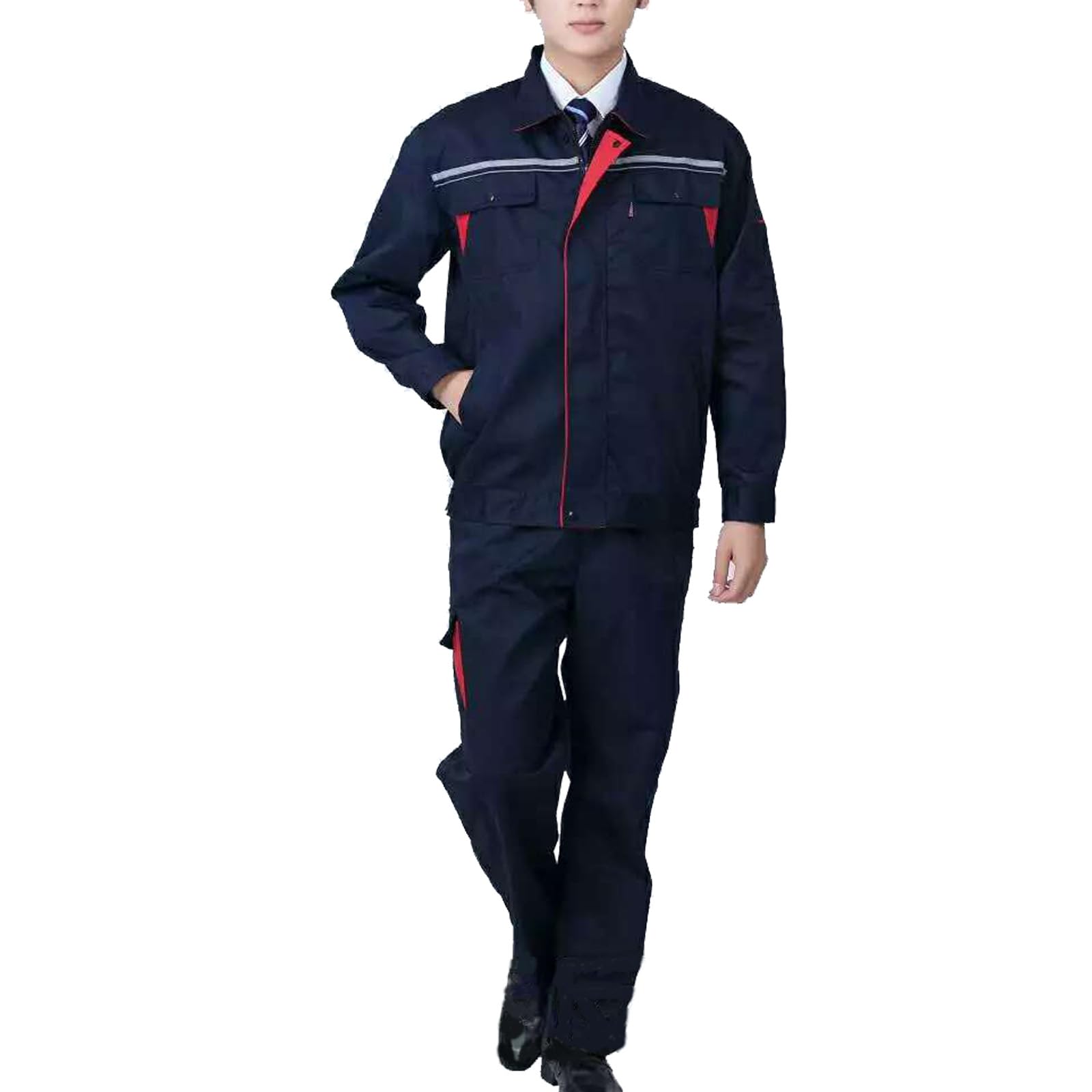 Hombres De Manga Larga Mono De Trabajo Para Mujer Taller Mecánico Uniformes Ropa De Trabajo Con Raya Reflectante